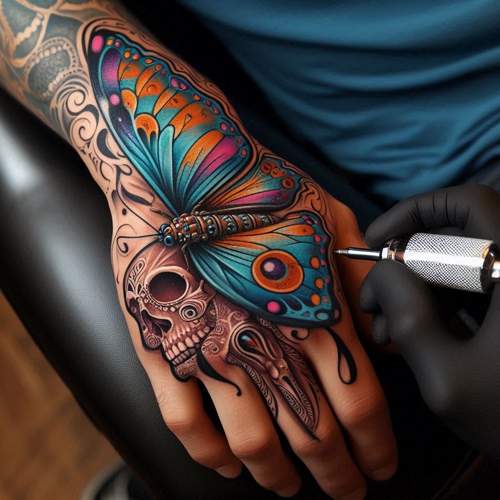 Butterfly Skull Tattoo 1