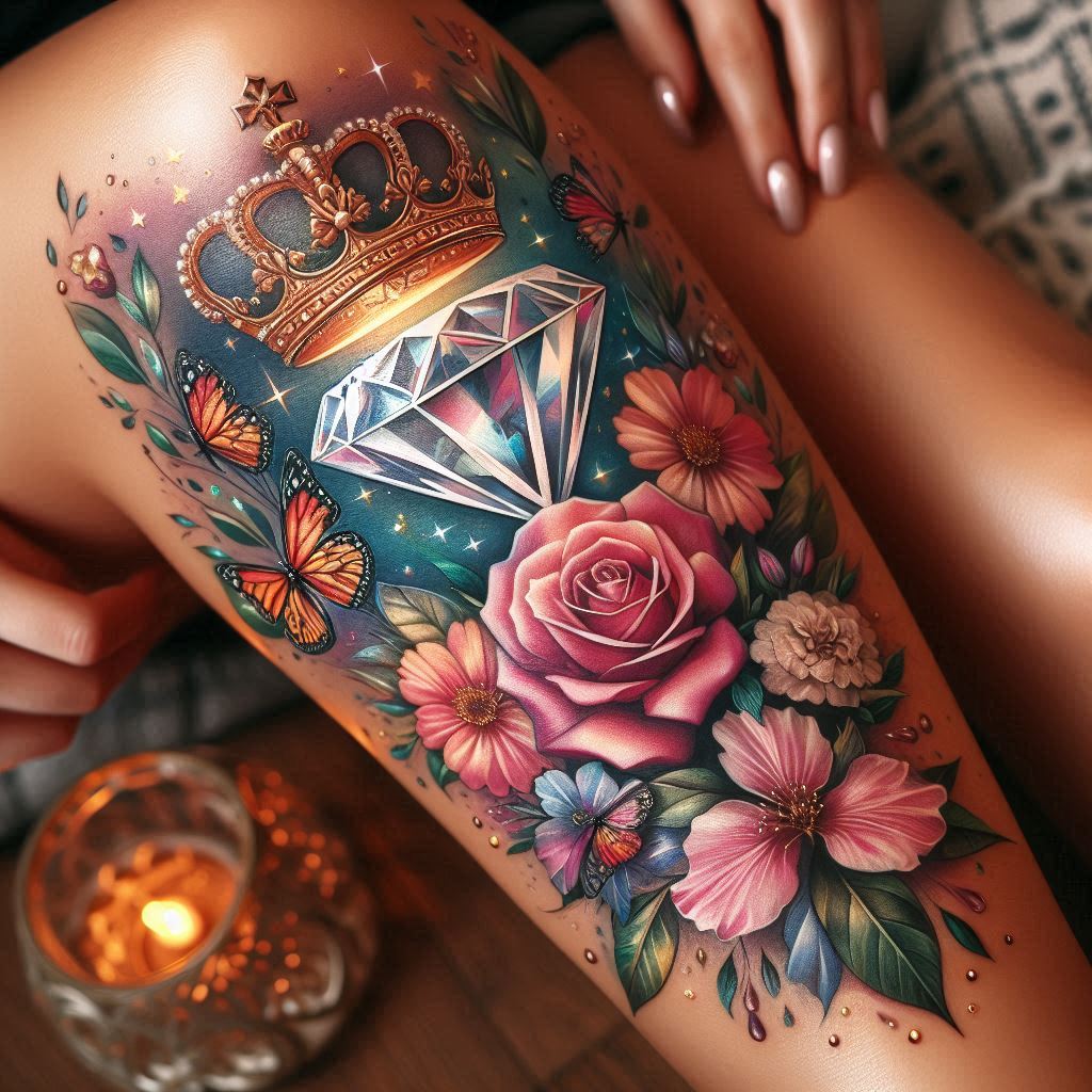 Crown Diamond Tattoo 14