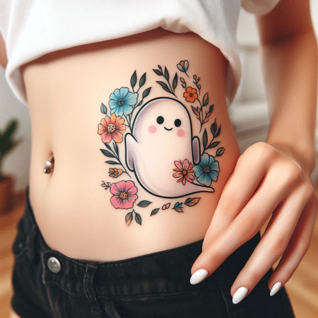 Cute Ghost Tattoo 12