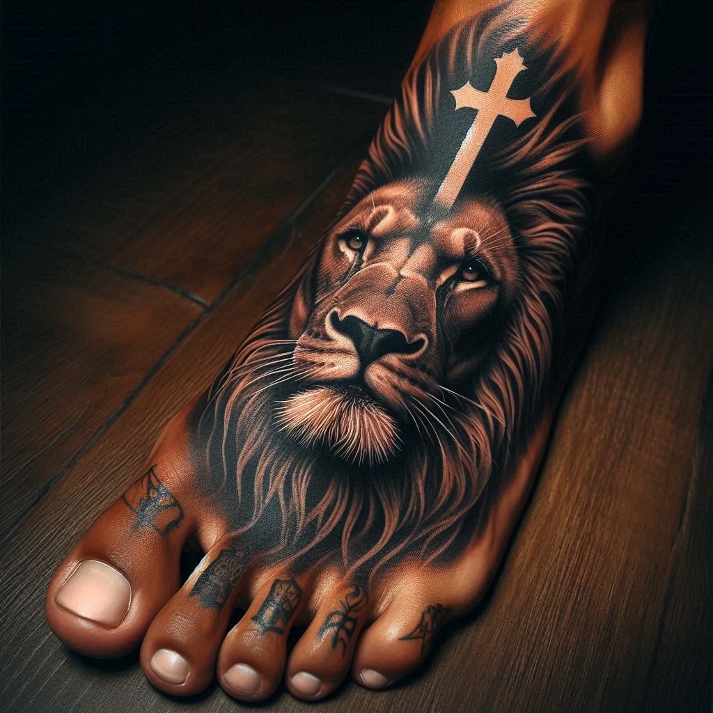 Lion cross tattoo 17