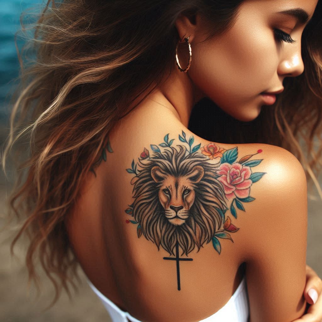 Lion cross tattoo 6