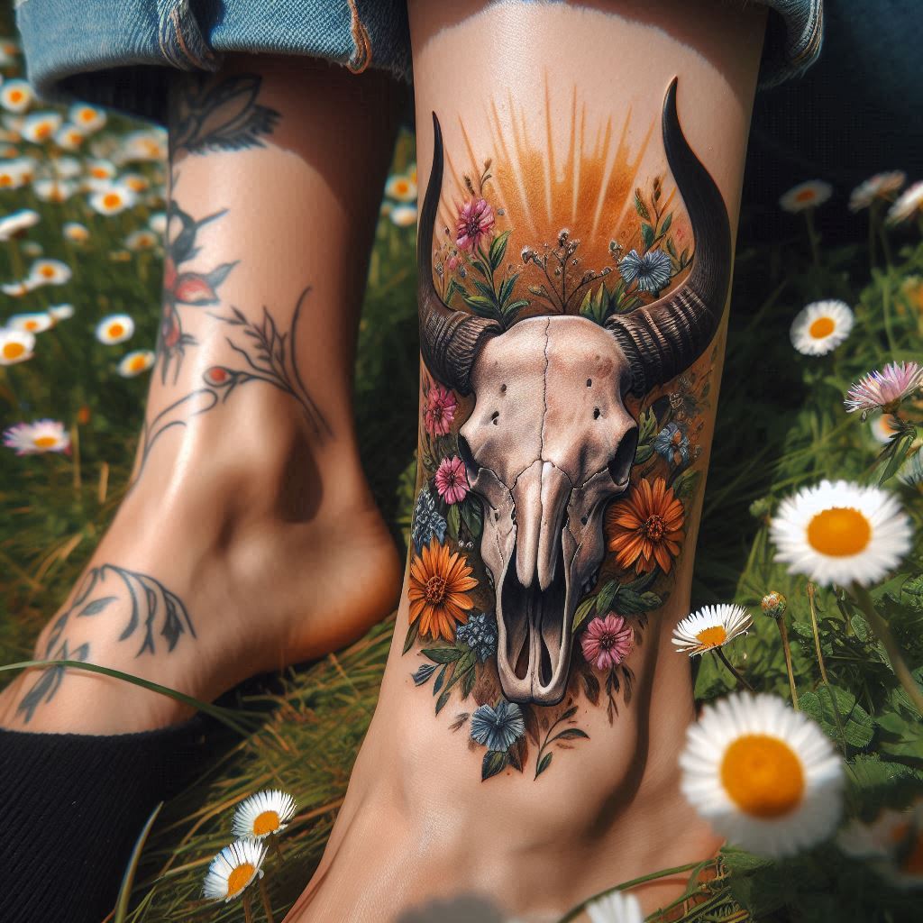 Longhorn Skull Tattoo 16