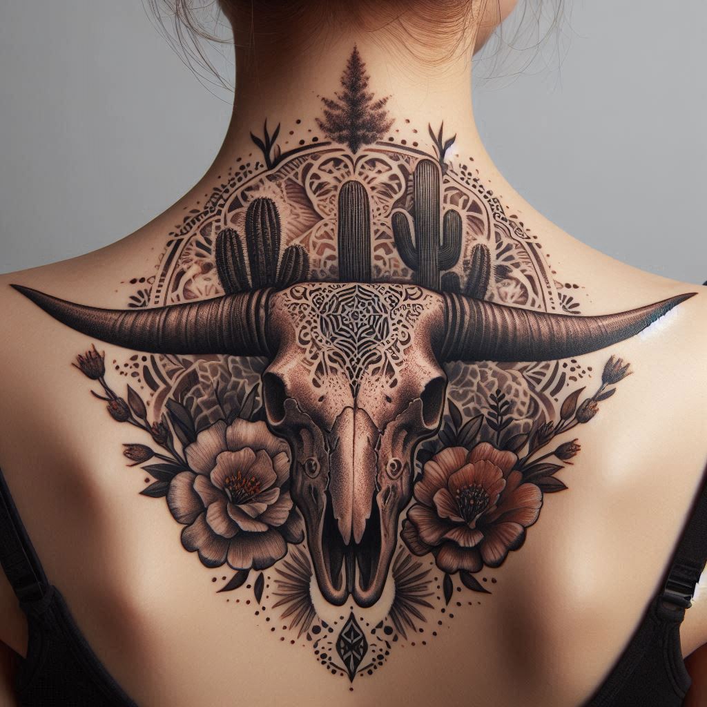 Longhorn Skull Tattoo 8