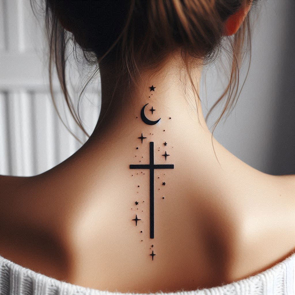 Neck cross tattoo 8