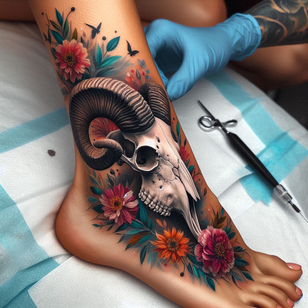 Ram Skull Tattoo 15