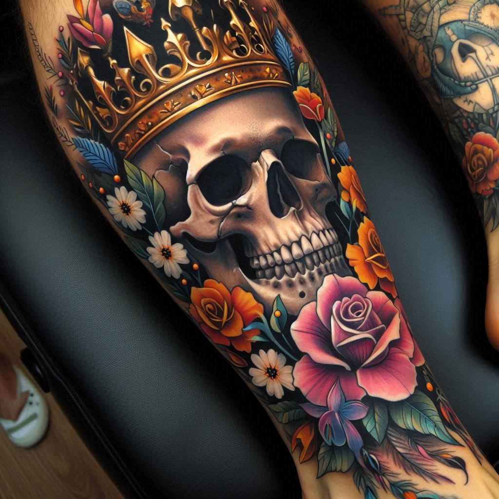 Skull with Crown Tattoo 13