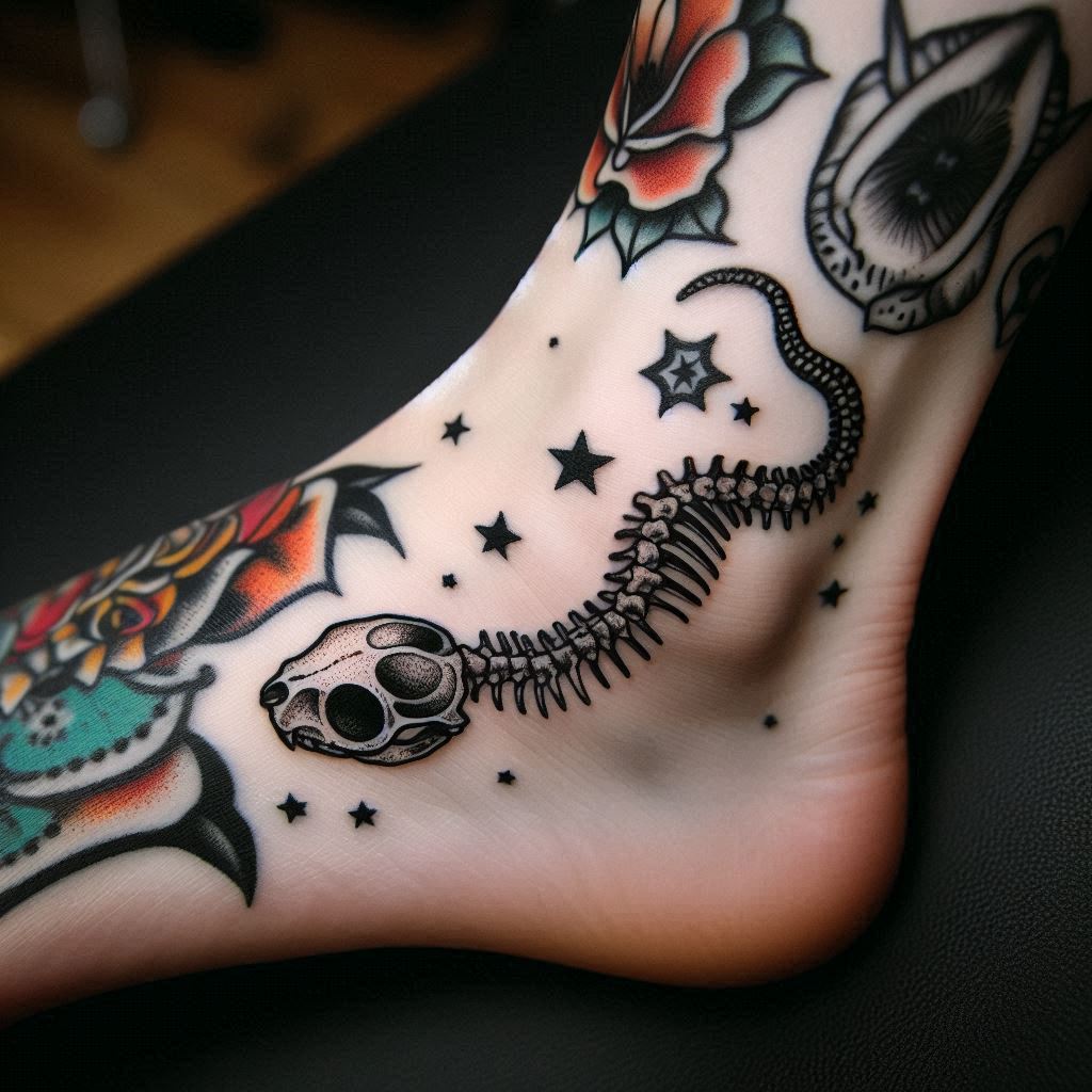 Snake Skeleton Tattoo 16